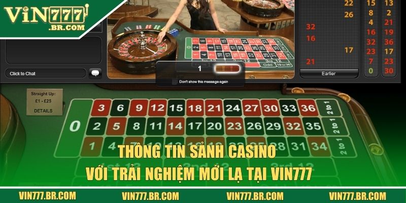 Thông tin sảnh casino với trải nghiệm mới lạ tại Vin777